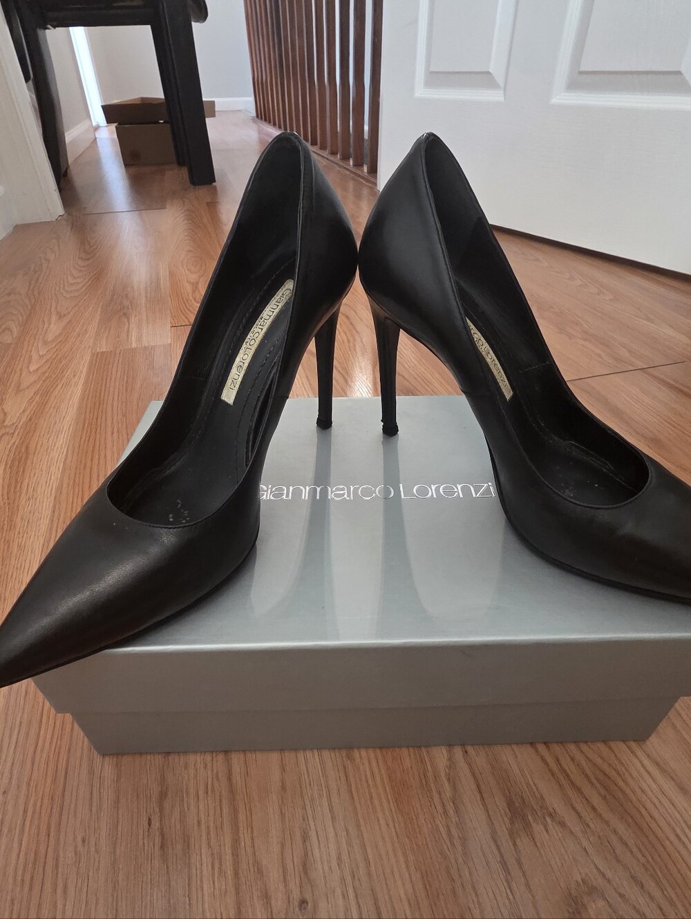 Gianmarco Lorenzi Black Pointed-Toe Stiletto Pumps
